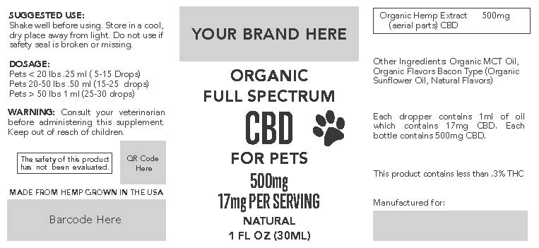 White-Label 500mg Organic Certified Full Spectrum CBD Tincture for Pet or Humans
